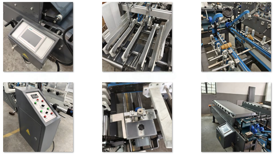 details of straight line box gluing machine